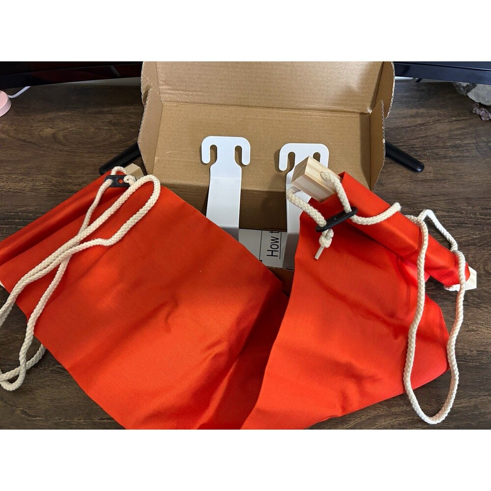 Under Desk Foot Hammock Footrest with Hooks, Straps & Instructions, Orange